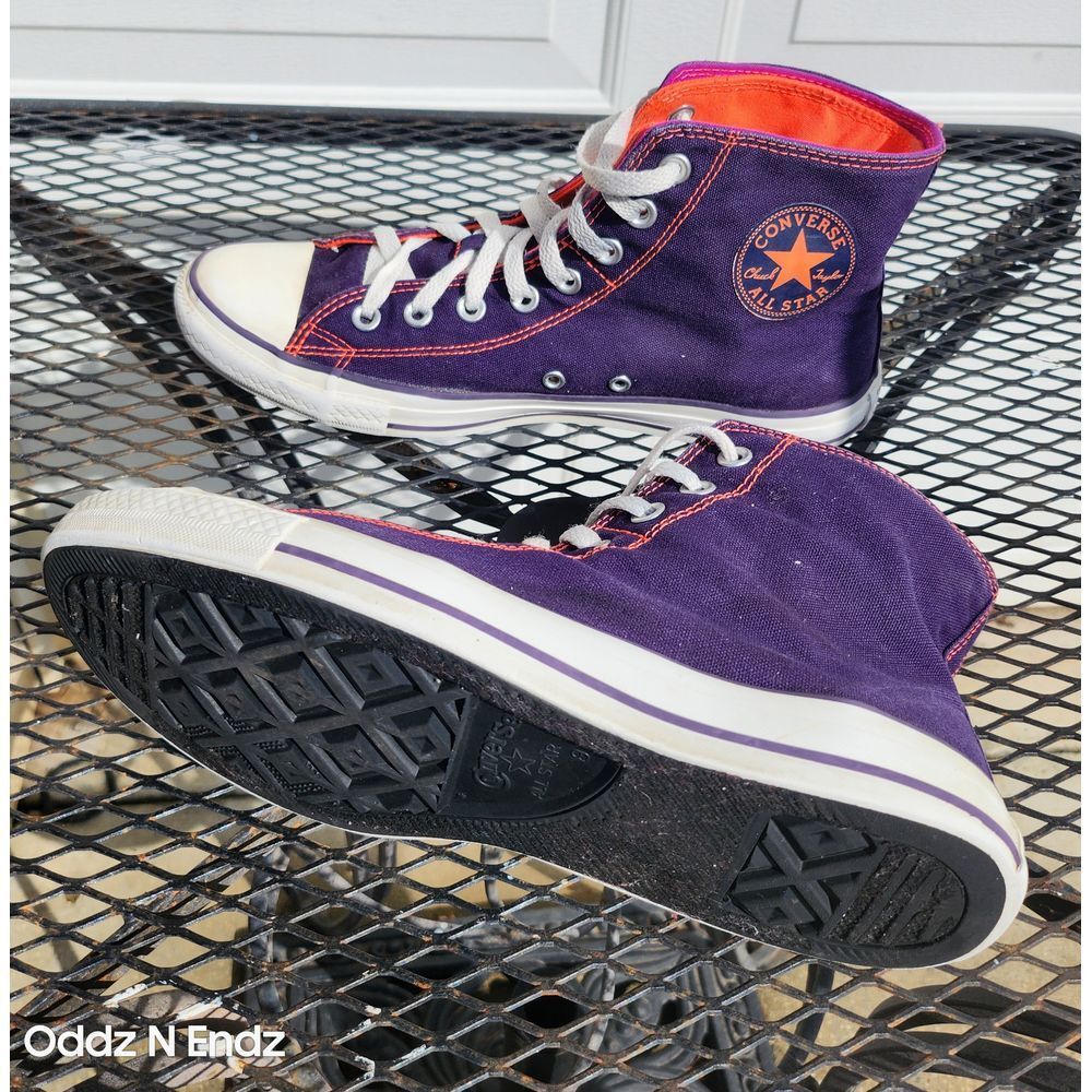 Converse Chuck Taylor All Star High Top Purple Orange Canvas Sneakers Women US11 - Picture 7 of 15